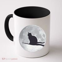 Full Moon Cat Silhouette Halloween Coffee Mug thumb 0