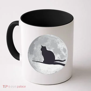 Full Moon Cat Silhouette Halloween Coffee Mug