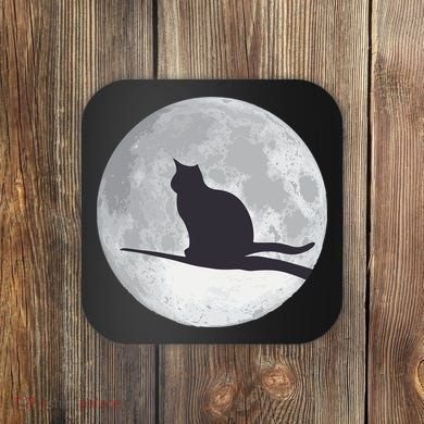 Full Moon Cat Silhouette Halloween Coaster