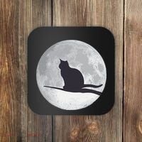 Full Moon Cat Silhouette Halloween Coaster thumb 0