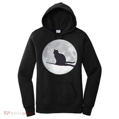 Full Moon Cat Silhouette Halloween Women's Hoodie