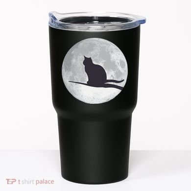 Full Moon Cat Silhouette Halloween Tumbler