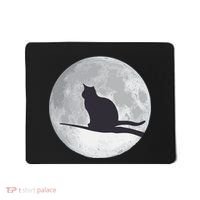 Full Moon Cat Silhouette Halloween Mousepad thumb 0