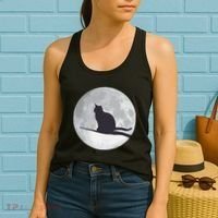 Full Moon Cat Silhouette Halloween Women's Tank Top thumb 2