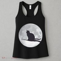 Full Moon Cat Silhouette Halloween Women's Tank Top thumb 3