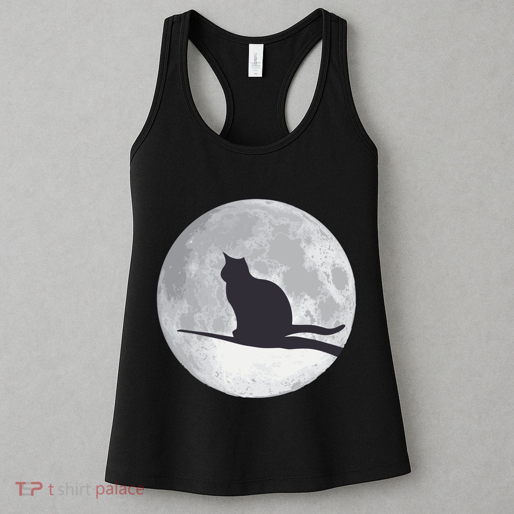 Full Moon Cat Silhouette Halloween Women's Tank Top