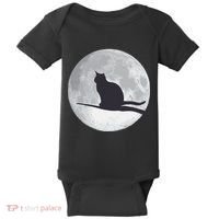 Full Moon Cat Silhouette Halloween Baby Bodysuit thumb 0