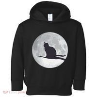 Full Moon Cat Silhouette Halloween Toddler Hoodie thumb 0