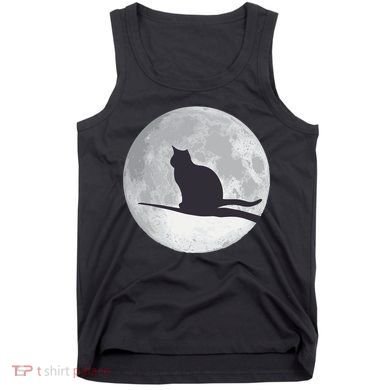 Full Moon Cat Silhouette Halloween Tank Top