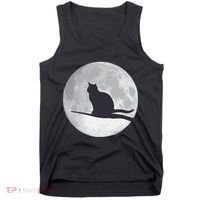 Full Moon Cat Silhouette Halloween Tank Top thumb 0