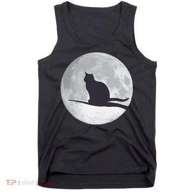 Full Moon Cat Silhouette Halloween Tank Top