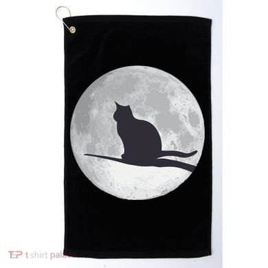 Full Moon Cat Silhouette Halloween Golf Towel