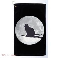 Full Moon Cat Silhouette Halloween Golf Towel thumb 0