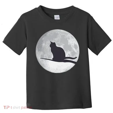 Full Moon Cat Silhouette Halloween Toddler T-Shirt