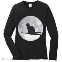 Full Moon Cat Silhouette Halloween Women's Long Sleeve Shirt thumb 0