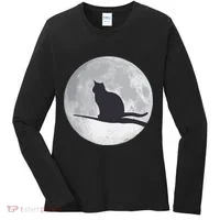 Full Moon Cat Silhouette Halloween Women's Long Sleeve Shirt thumb 0
