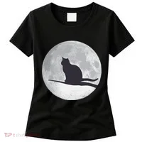 Full Moon Cat Silhouette Halloween Women's T-Shirt thumb 0