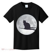 Full Moon Cat Silhouette Halloween Kids T-Shirt thumb 0