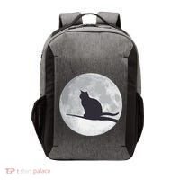 Full Moon Cat Silhouette Halloween Vector Backpack thumb 0