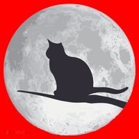 Full Moon Cat Silhouette Halloween Santa Hat thumb 1