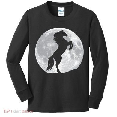 Full Moon Horse Kids Long Sleeve Shirt