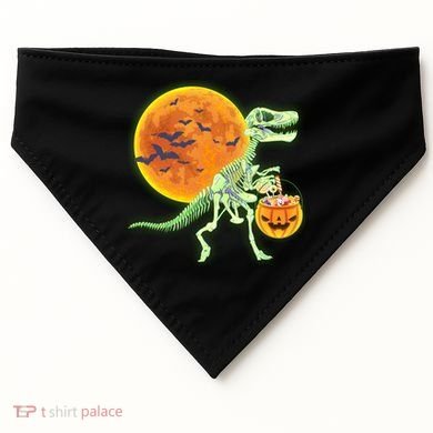 Full Moon T-Rex Dinosaur Skeleton Candy USA-Made Doggie Bandana