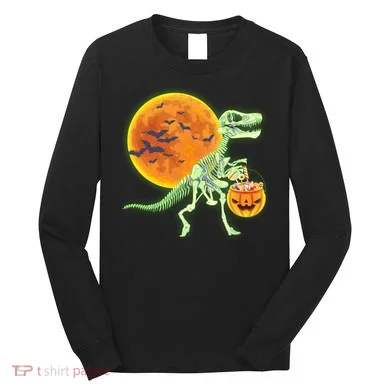 Full Moon T-Rex Dinosaur Skeleton Candy Long Sleeve Shirt