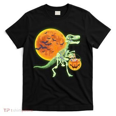 Full Moon T-Rex Dinosaur Skeleton Candy T-Shirt