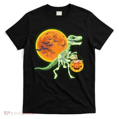 Full Moon T-Rex Dinosaur Skeleton Candy T-Shirt