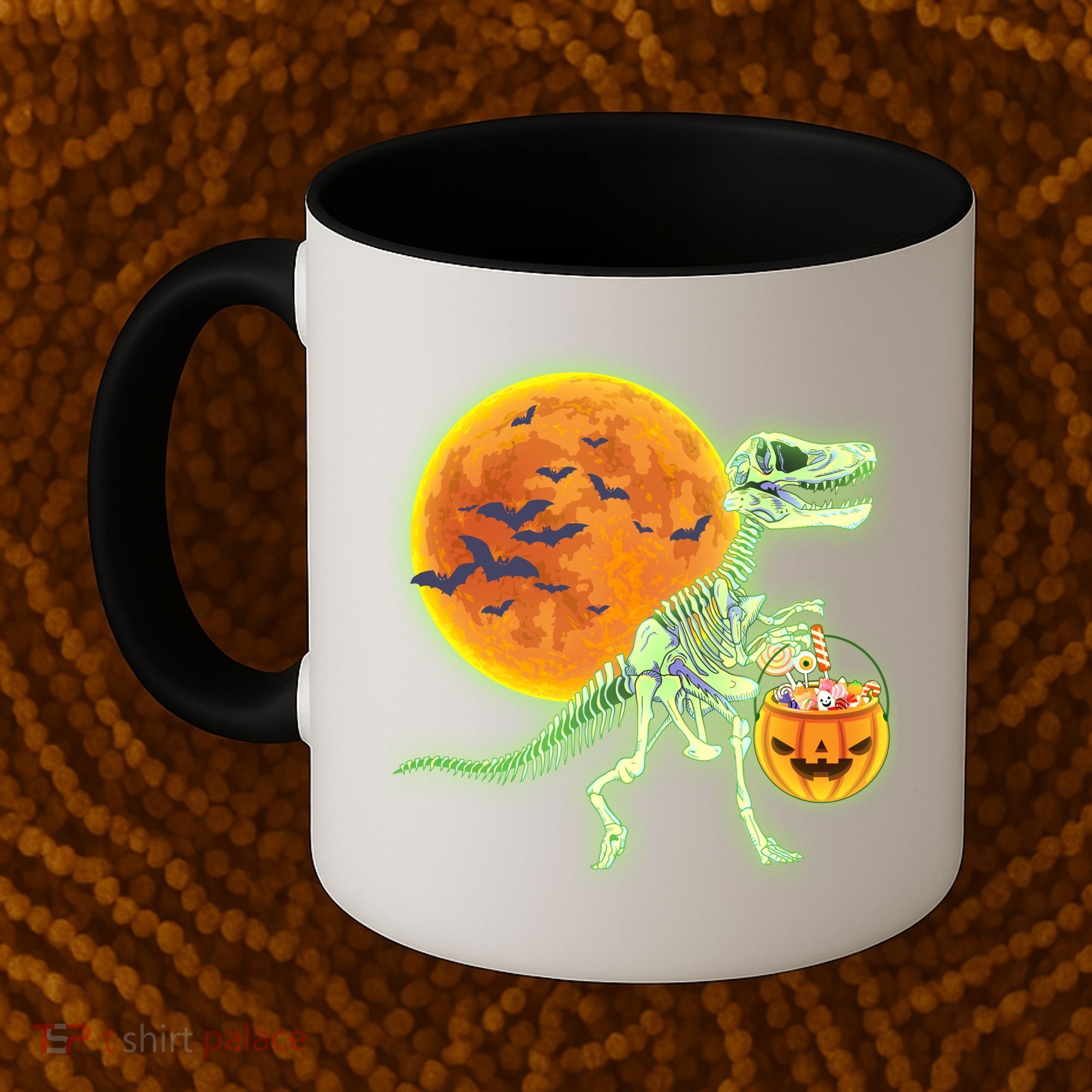 Full Moon T-Rex Dinosaur Skeleton Candy Coffee Mug