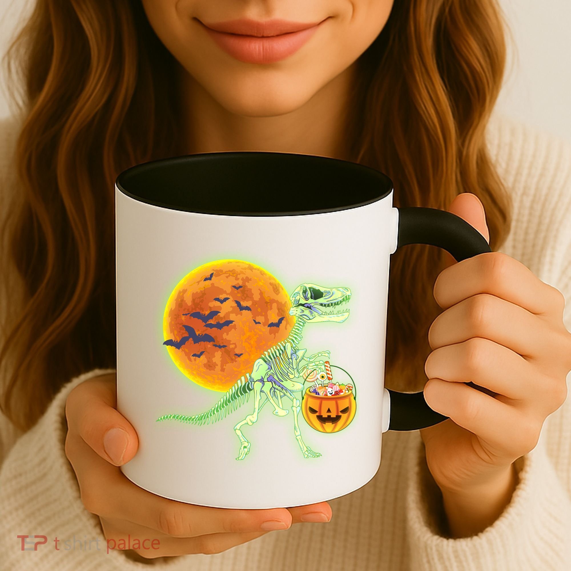 Full Moon T-Rex Dinosaur Skeleton Candy Coffee Mug