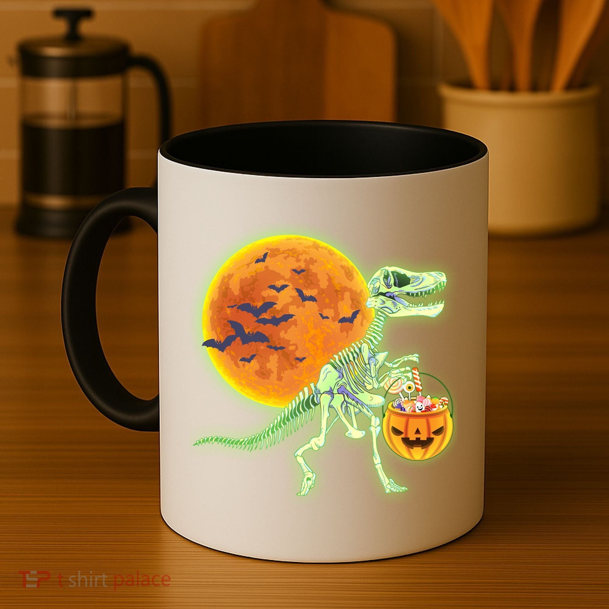 Full Moon T-Rex Dinosaur Skeleton Candy Coffee Mug