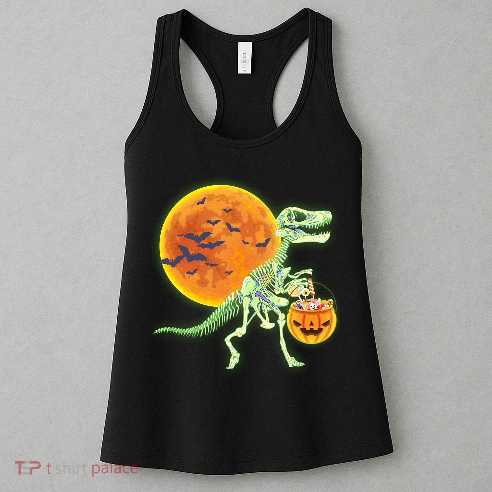 Full Moon T-Rex Dinosaur Skeleton Candy Women's Tank Top