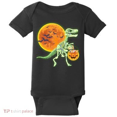 Full Moon T-Rex Dinosaur Skeleton Candy Baby Bodysuit