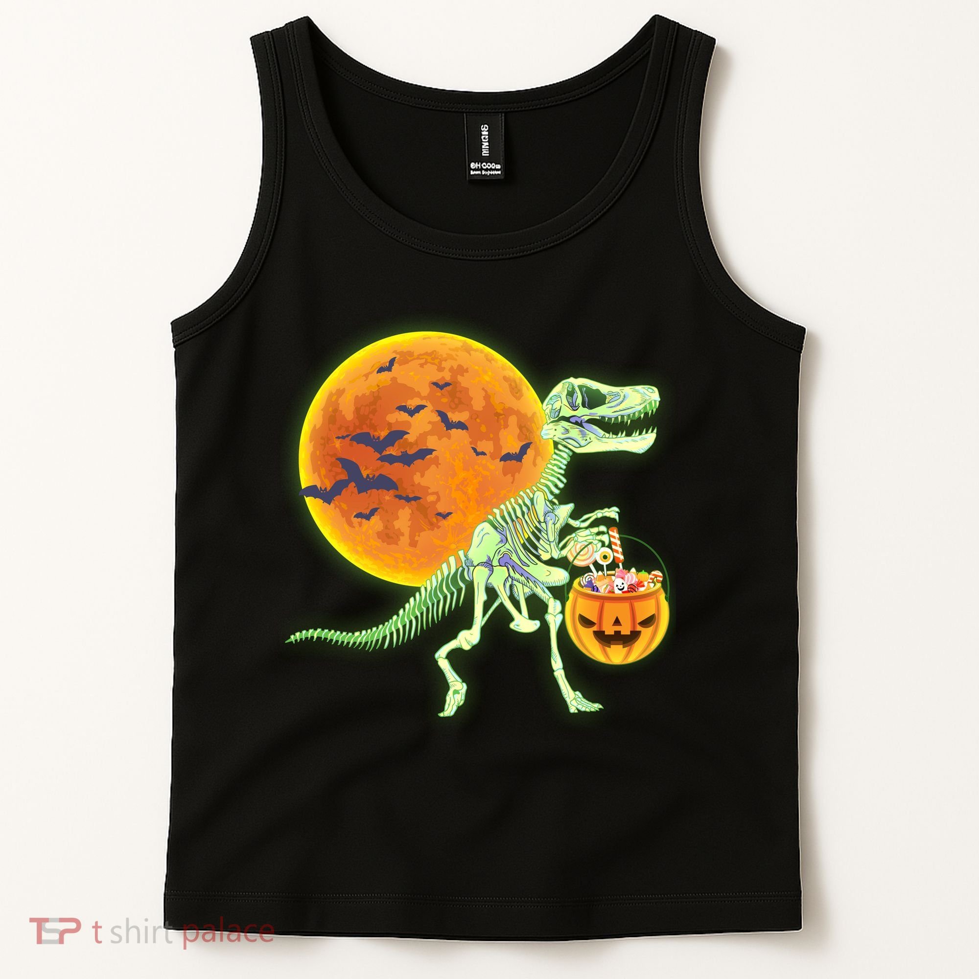Full Moon T-Rex Dinosaur Skeleton Candy Tank Top