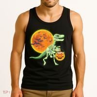 Full Moon T-Rex Dinosaur Skeleton Candy Tank Top thumb 3