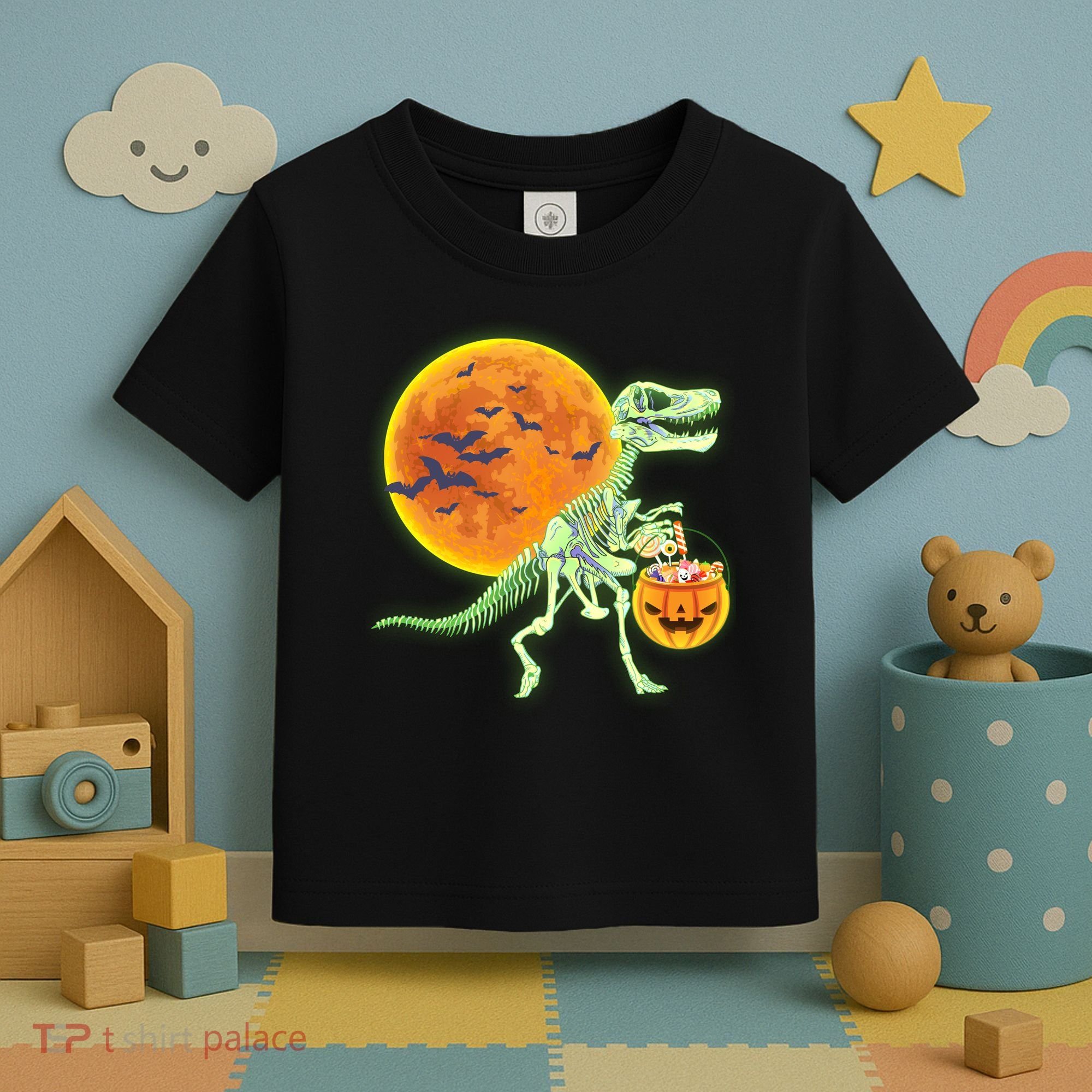 Full Moon T-Rex Dinosaur Skeleton Candy Toddler T-Shirt