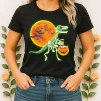 Full Moon T-Rex Dinosaur Skeleton Candy Women's T-Shirt thumb 2