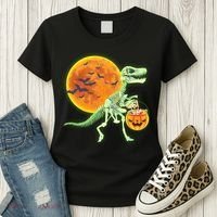 Full Moon T-Rex Dinosaur Skeleton Candy Women's T-Shirt thumb 3