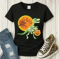 Full Moon T-Rex Dinosaur Skeleton Candy Women's T-Shirt thumb 3