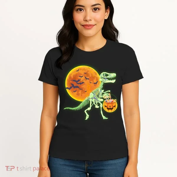 Full Moon T-Rex Dinosaur Skeleton Candy Women's T-Shirt