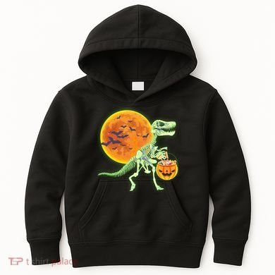 Full Moon T-Rex Dinosaur Skeleton Candy Kids Hoodie