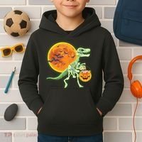 Full Moon T-Rex Dinosaur Skeleton Candy Kids Hoodie thumb 2