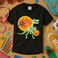 Full Moon T-Rex Dinosaur Skeleton Candy Kids T-Shirt thumb 3