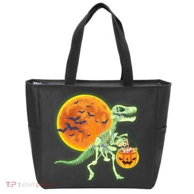 Full Moon T-Rex Dinosaur Skeleton Candy Tote Bag