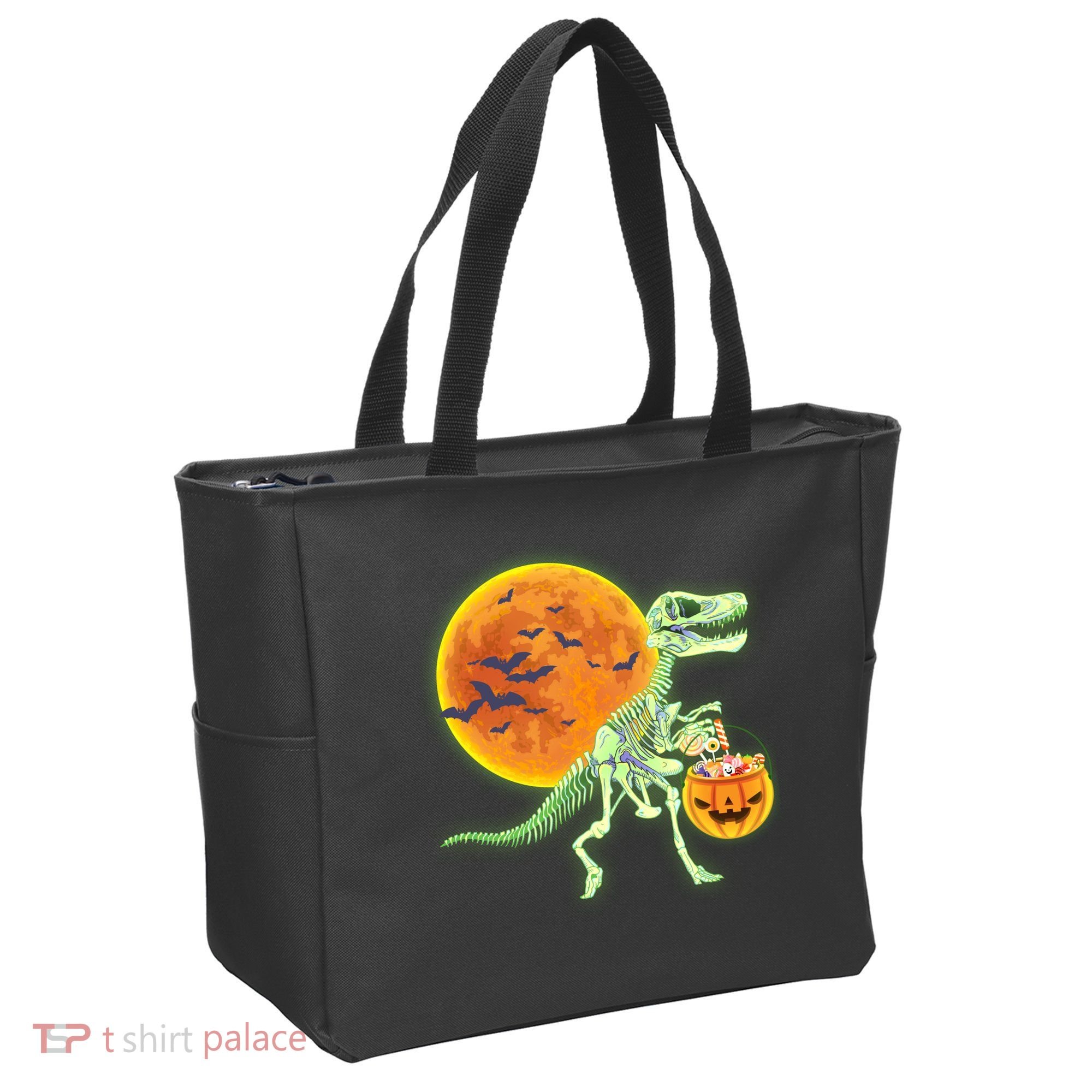 Full Moon T-Rex Dinosaur Skeleton Candy Tote Bag