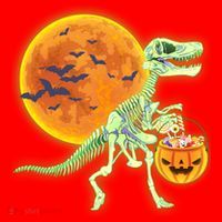 Full Moon T-Rex Dinosaur Skeleton Candy Santa Hat thumb 1