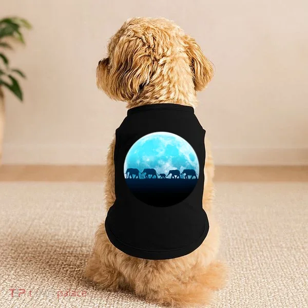 Full Moon With Elephant Family Doggie Tank