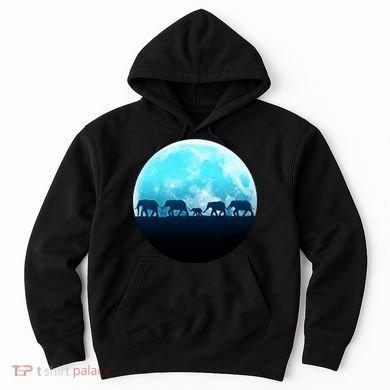 Full Moon With Elephant Family Hoodie