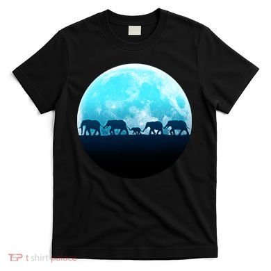 Full Moon With Elephant Family T-Shirt